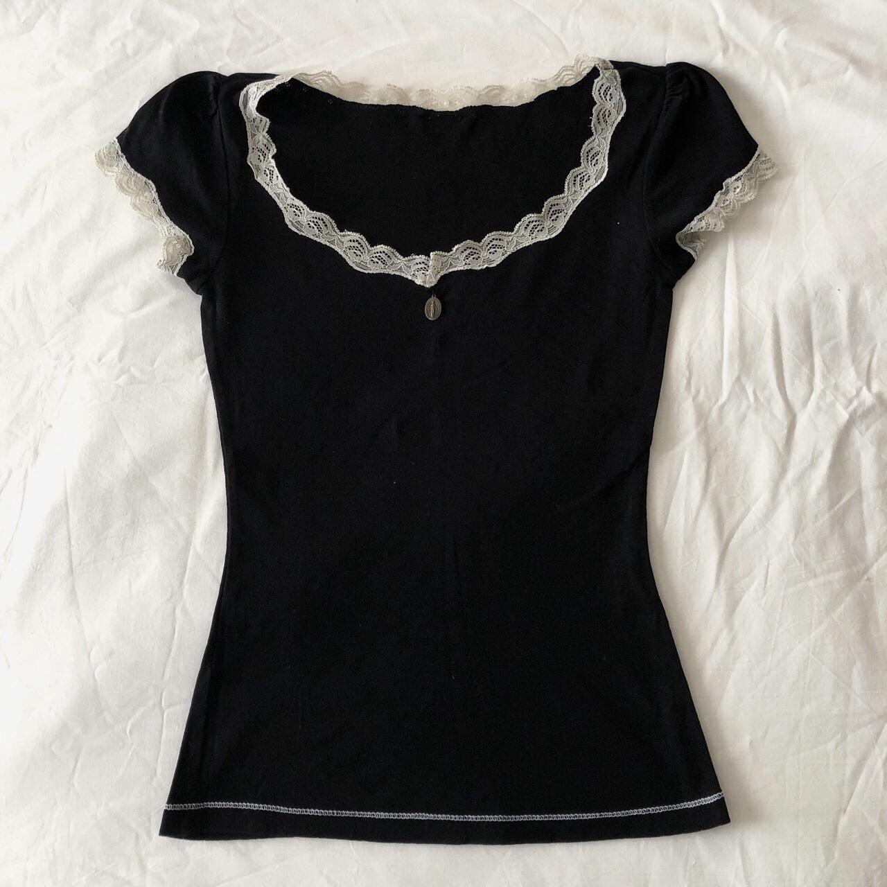 T-shirt estiva da donna tinta unita manica corta dolce elegante in pizzo girocollo Slim Fit Daily t-shirt