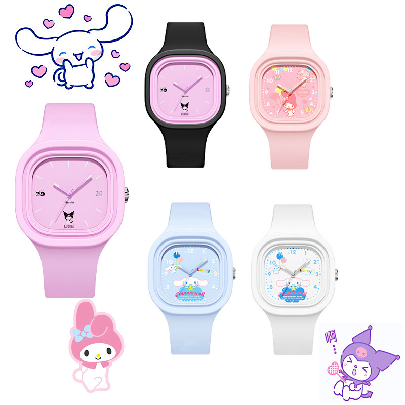 Jam Tangan Kuarsa Kartun HelloKitty 3D Tokoh Anime Kuromi My Melody Jam Tangan Modis Wanita Tahan Air Hadiah Ulang Tahun Anak