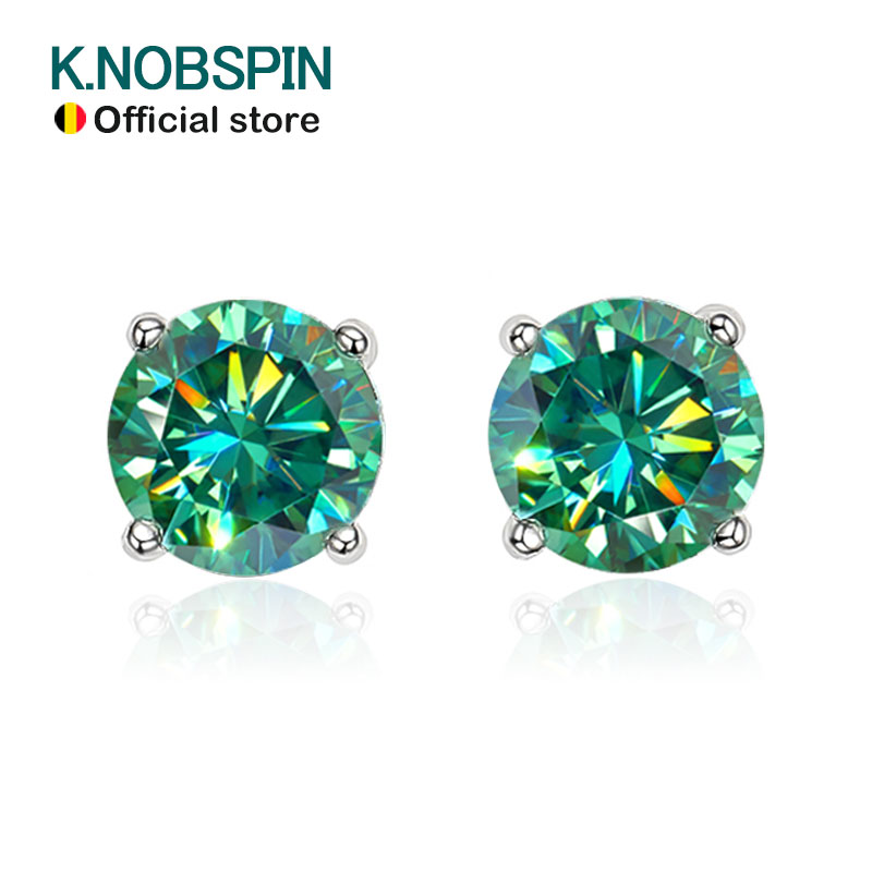 Knobspin D Kleur Moissanite Oorbel S925 Sterling Sliver Plated Met 18K Wit Gouden Oorbellen Voor Vrouwen Man Sparkling Fine sieraden