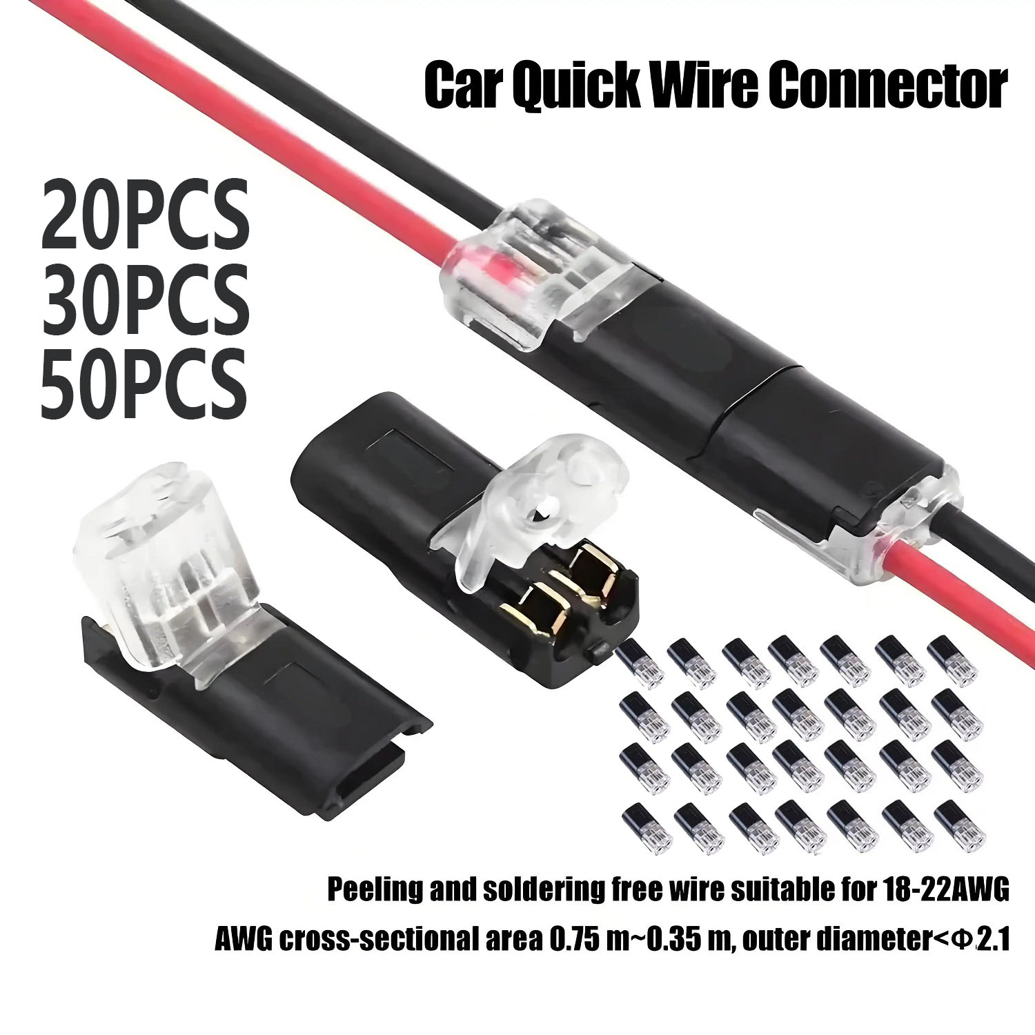 20/30/50 Pcs  Plug Wire Connector 2 Pin Way Cable Plug Car Electric Wire Snap Connectors Strip Terminal Connection