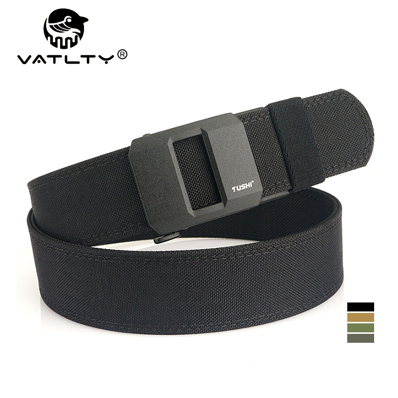 VATLTY 2024 Cinturón táctico rígido para hombres hebilla automática de metal Cinturón de servicio de policía militar 1100D Cinturón de pistola de nailon Faja casual masculino