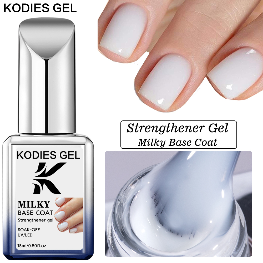 KODIES GEL-esmalte de uñas de Gel con Base de goma, color blanco lechoso, fuerte, semipermanente, UV/LED, Base de camuflaje, barniz, relleno de cresta, manicura