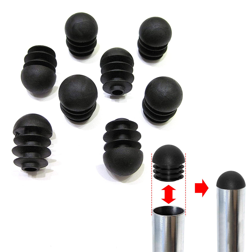 10pcs Móveis Tubo De Aço Redondo Borracha Inserção Plug Black End Caps Tubo Esférico Cabeça Cadeira Leg Caps Tubo Buraco Plugs Dust Cover