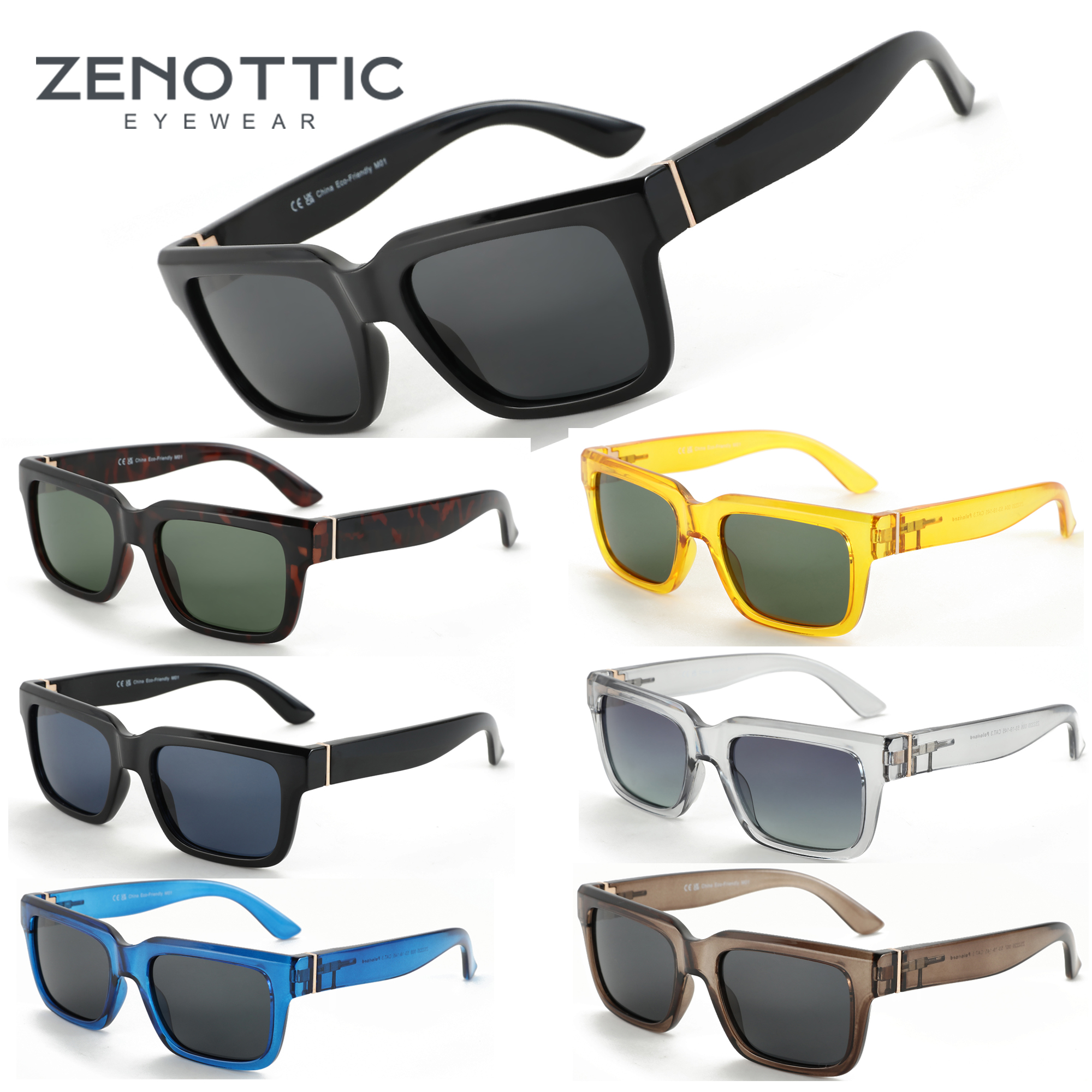 Солнцезащитные очки ZENOTTIC 2026: Новинка, модные квадратные поляризованные очки для женщин и мужчин, защита UV400, прямоугольные солнцезащитные очки