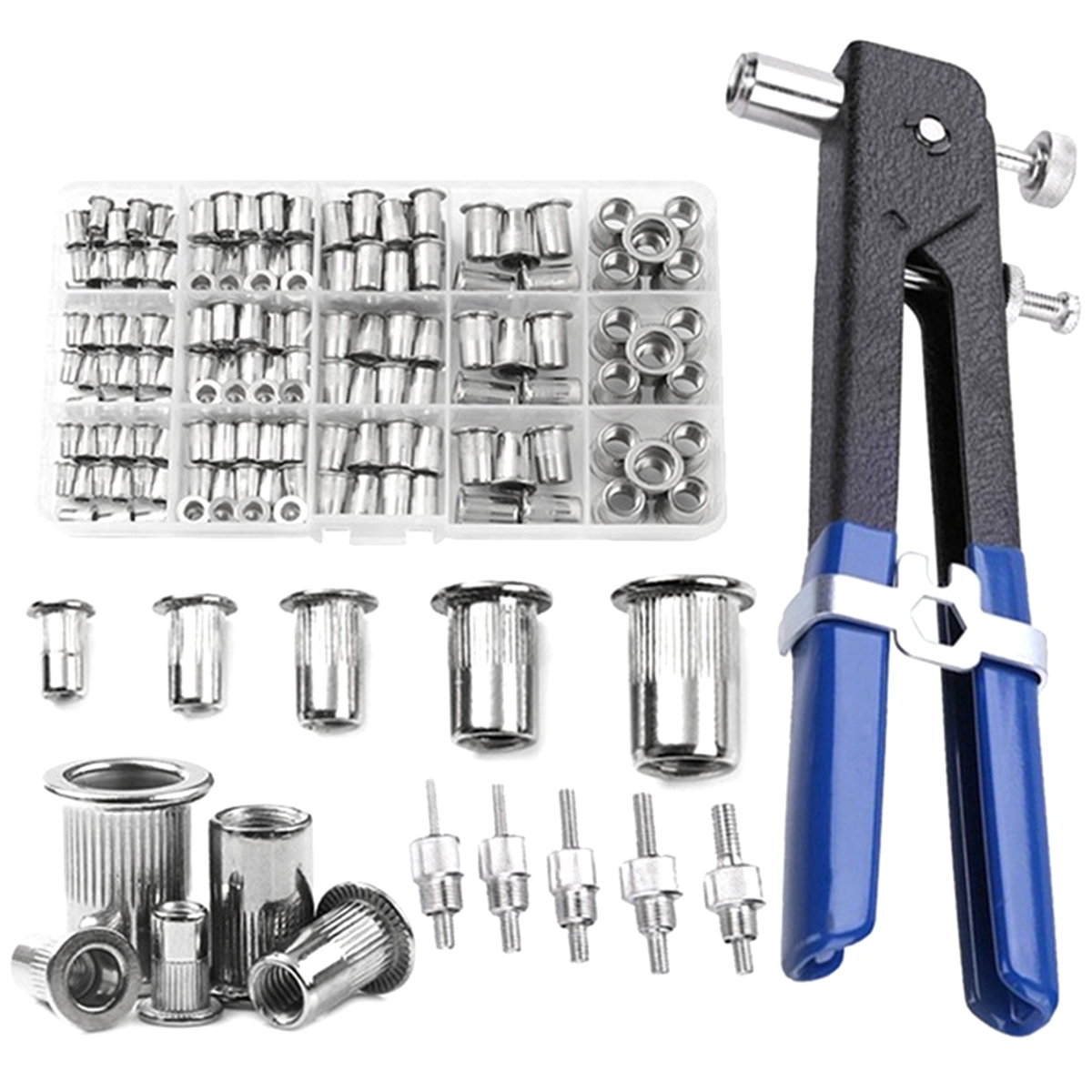 Rebite Nuts Alicate Set com Alicate, Kit Mandril, Nut Rivet Mandrels Repairtool, M3, M5, M6, M8, 150pcs