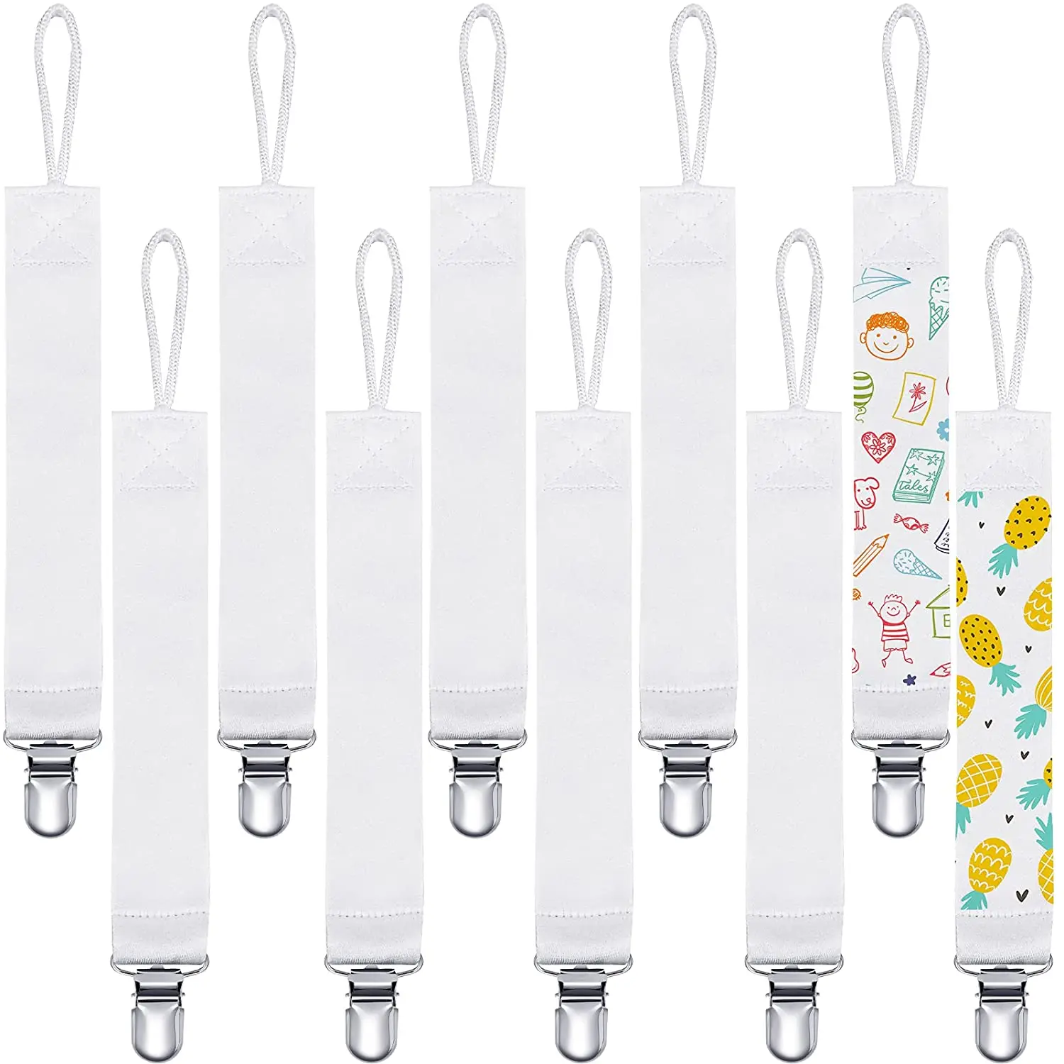 Attaches textiles Non toxiques, 10 pièces/lot, vierges par Sublimation, Clips de sucette pour bébé imprimables pour garçons et filles, convient au jouet de dentition pour bébé