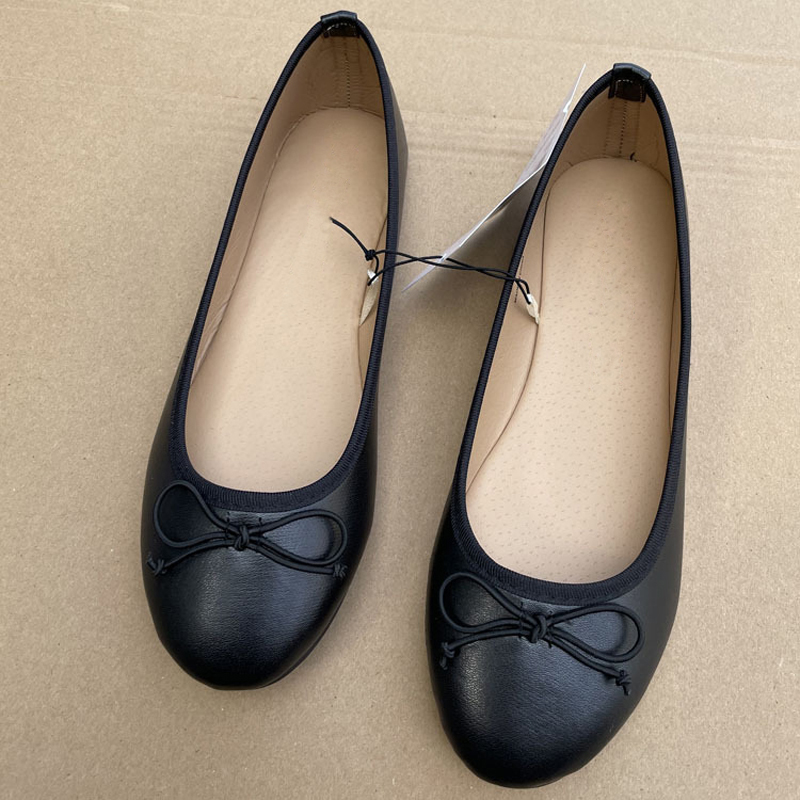Sapatilhas Elegantes com Laço para Mulheres, Confortáveis, de Couro, com Bico Redondo, Slip-On, Mules