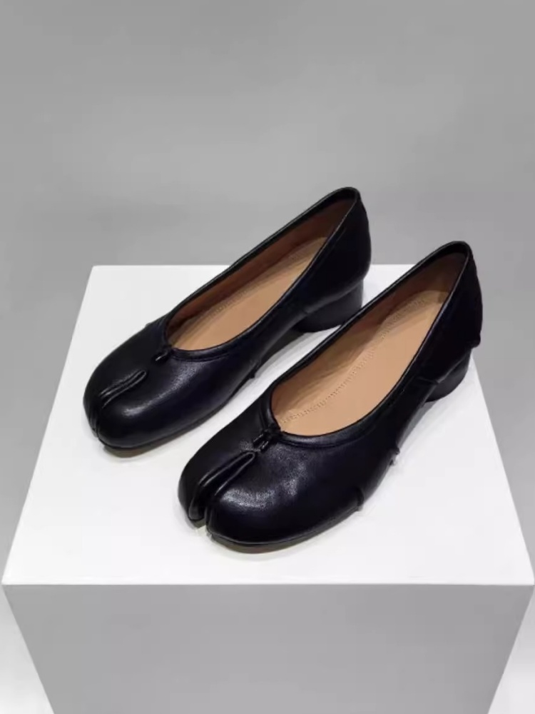 Oddychające czarne tabi z ozdobnym noskiem, okrągły obcas, damskie buty wsuwane na niskim obcasie, damskie baleriny, letnie buty codzienne, urocze.