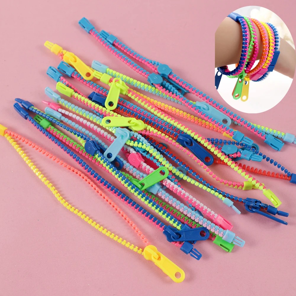 12/24 szt Bransoletka antystresowa z zamkiem błyskawicznym Autyzm Ręka Sensoryczna Fidget Zabawki Party Favors dla dzieci Urodziny Baby Shower Goodie Bags Gift