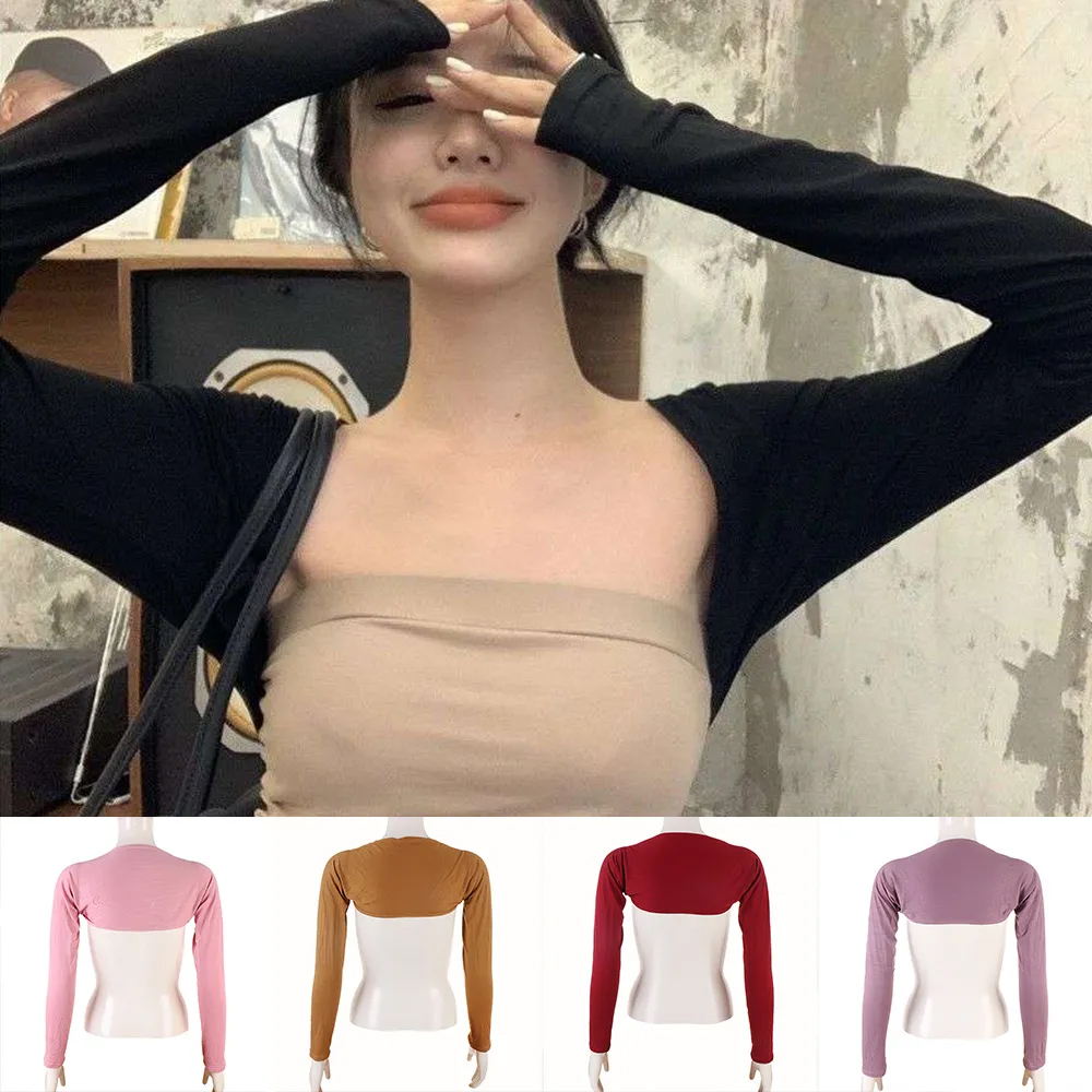 1Pair Solid Color Long Sleeve Raglan Sleeves Arm Warmers Muslim Arm Sleeve Women Cuffs Plain Shrug Cardigan Shoulder Oversleeves