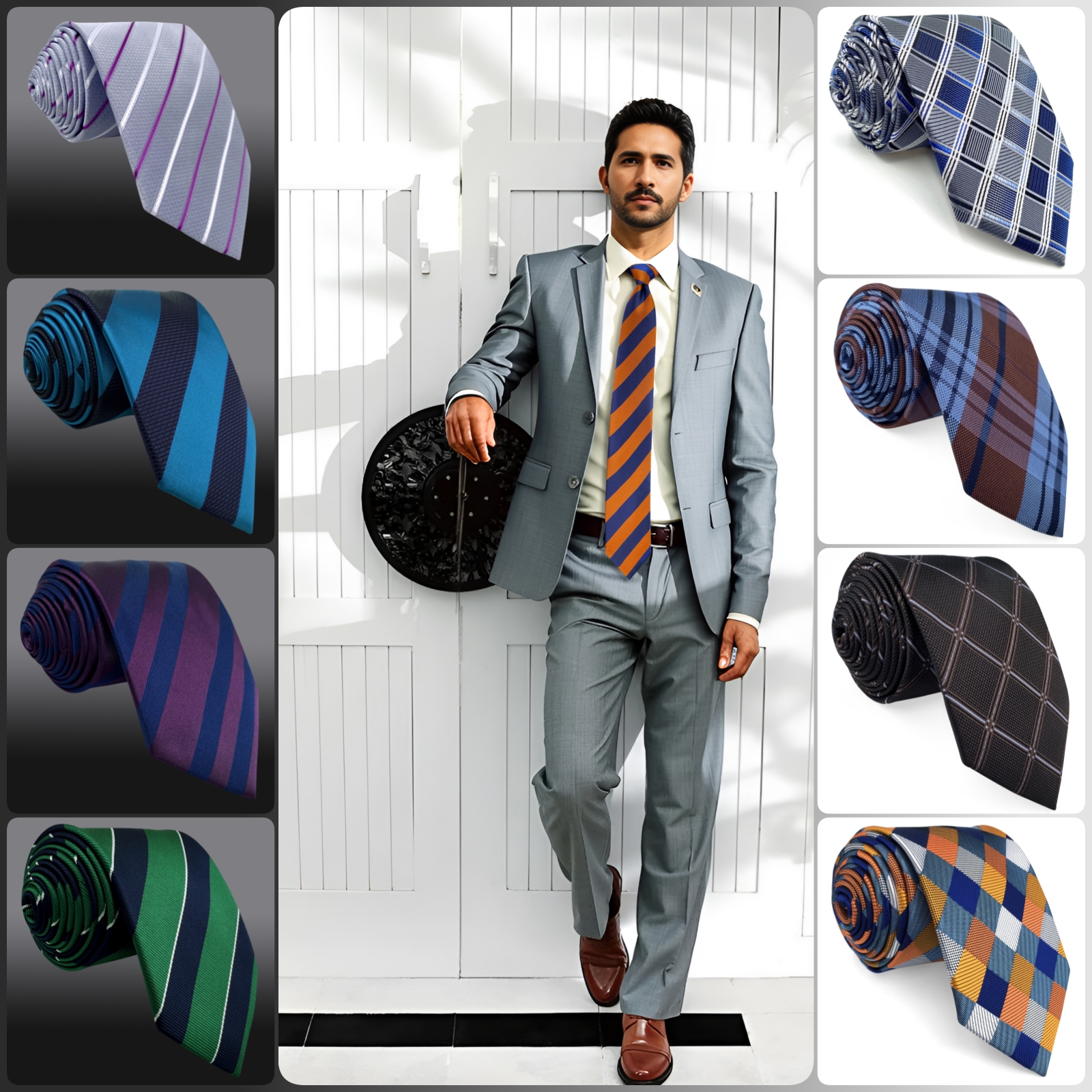 Cravates à rayures colorées pour hommes, taille classique, personnage papillon, accessoires de fête de mariage