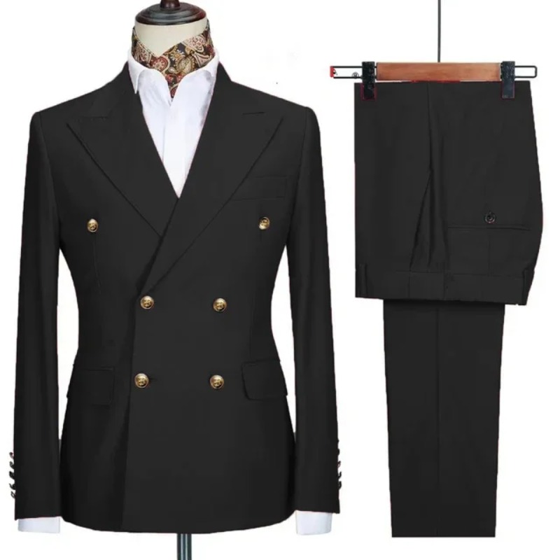Traje de doble botonadura para ocasiones formales, botones dorados, atuendo masculino para bodas, cenas y fiestas