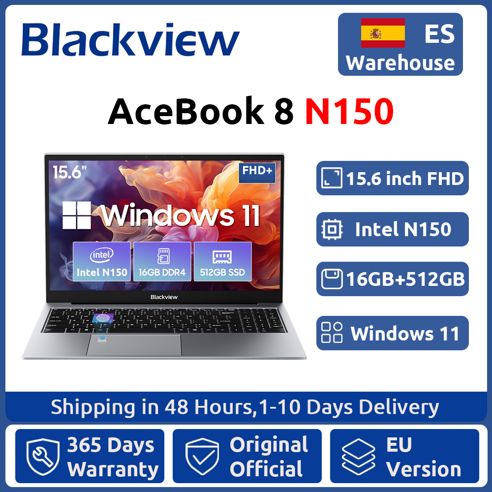 Blackview AceBook 8 Laptop 15,6 inch Intel Processor N150 16GB RAM 512GB SSD + uitbreiding tot 1TB Windows 11 Home 15,6 inch