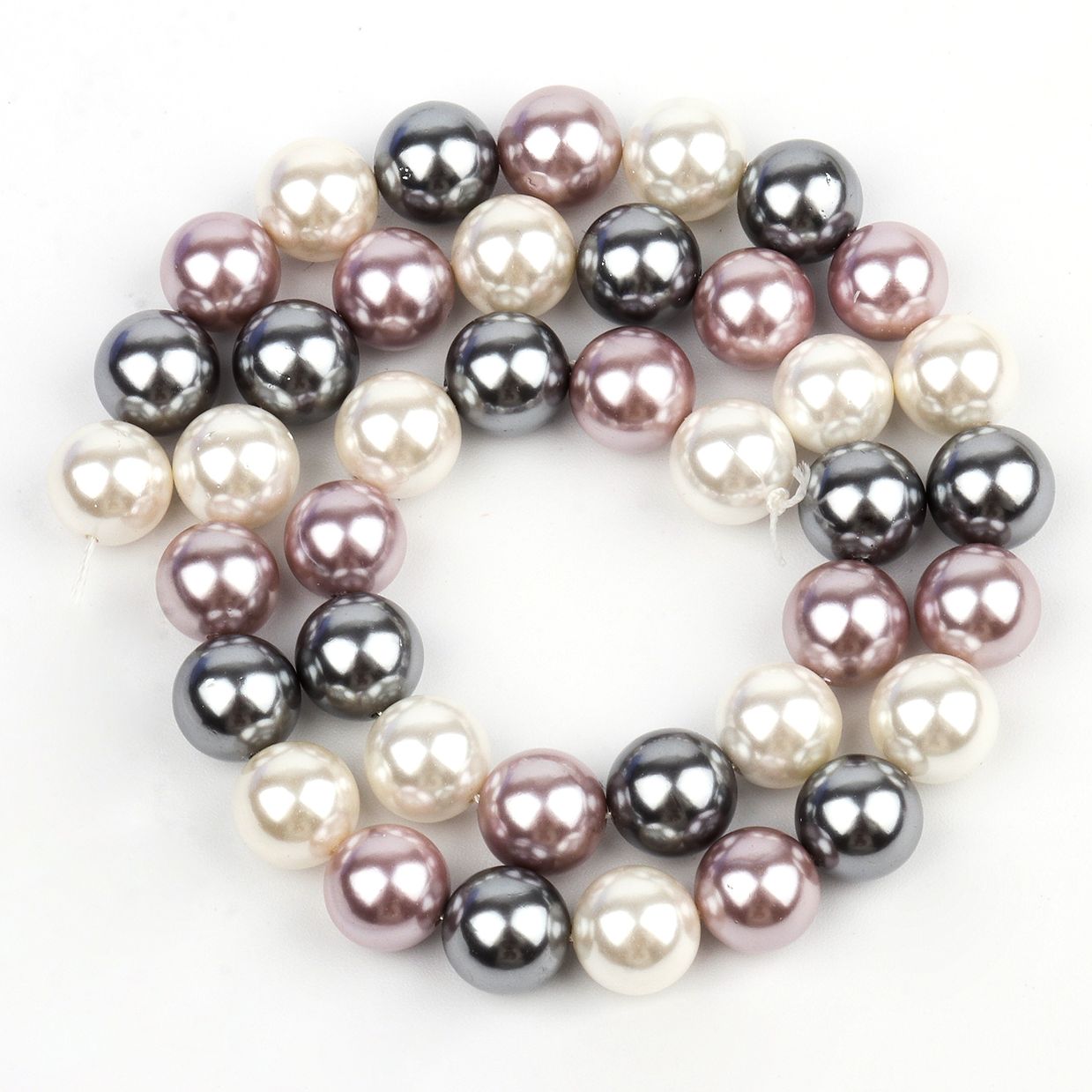 Cuentas de concha de vidrio de agua dulce Natural, 3 colores, liso, blanco, gris, morado, perlas espaciadoras sueltas para fabricación de joyería, pulsera DIY