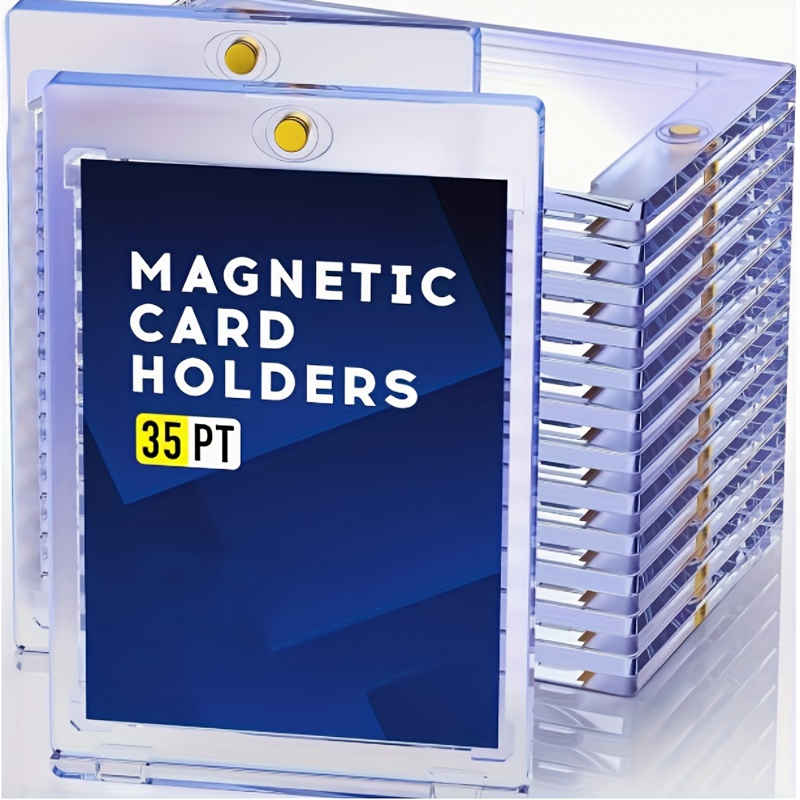 10 Pieces of 35Pt Clear Magnetic Card Storage Boxes, Hard Plastic Storage Boxes, Uv-Resistant Acrylic Magnetic Card Holders, with Magnetic Top Closure, Ideal for Baseball Cards, Perfect for Collectors and Players, Baseball Display Boxes