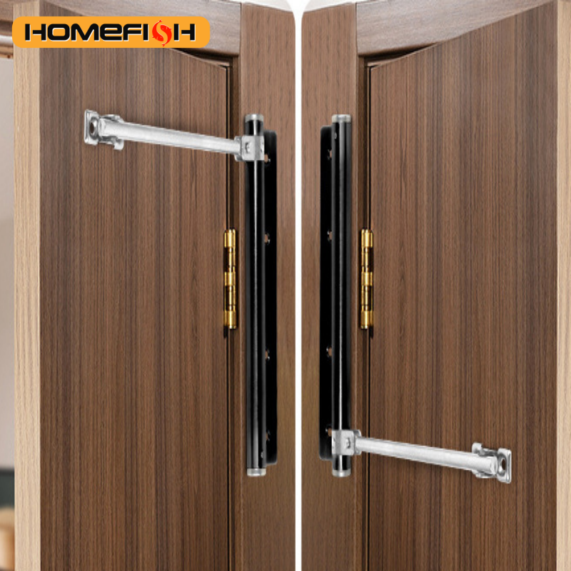 Automatic Door Closer White/Black - Adjustable Silence Double Spring Self-Closing Hinged Doors