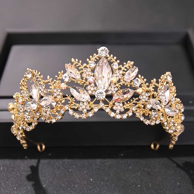 Barok Luxe Kristal Ab Bruids Kroon Tiara Licht Goud Diadeem Tiara Voor Vrouwen Bruid Bruiloft Haaraccessoires Sieraden Kroon