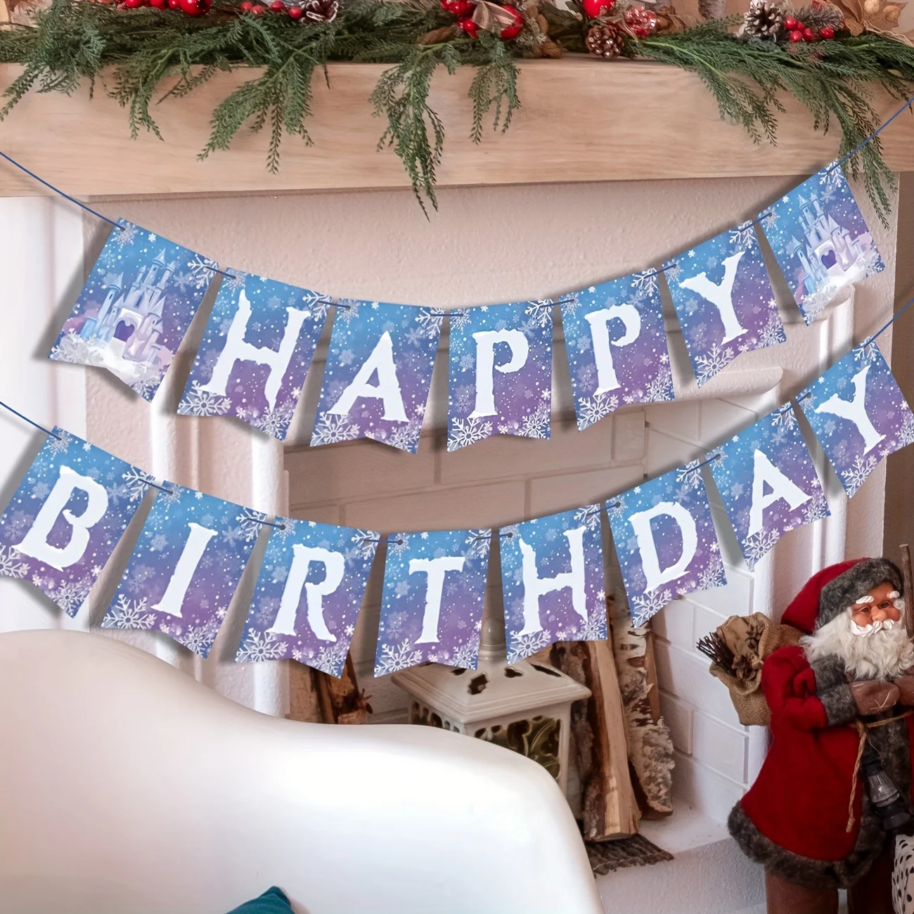 Frozen Birthday Party Banner Frozen Party Decorations Winter Snowflake Happy Birthday Banners for Winter Wonderland Christmas