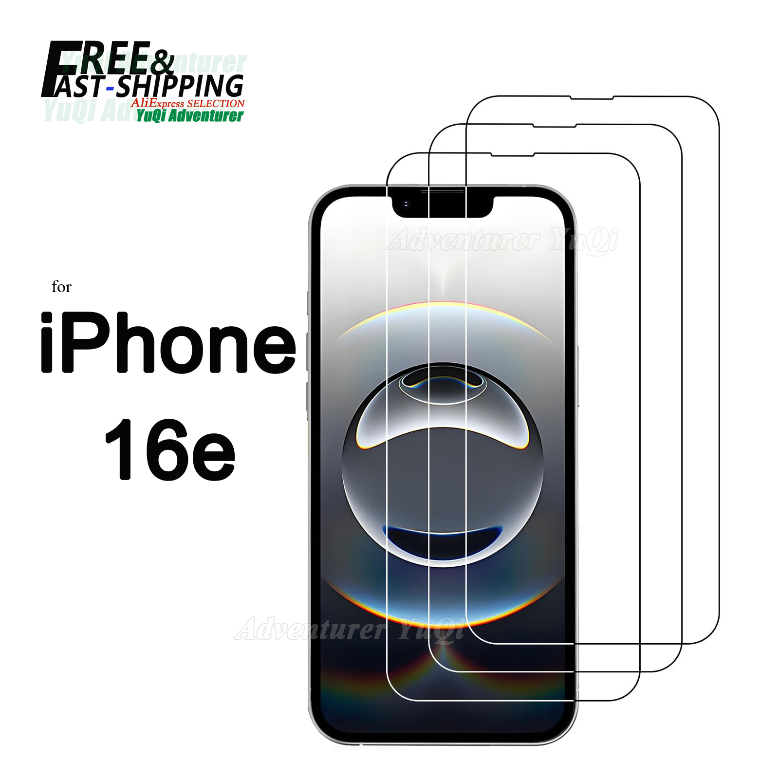 Proteggi schermo per iPhone 16e Custodia antigraffio in vetro temperato HD Crystal Mica 9H, trasparente
