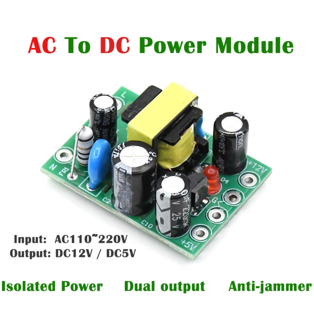 Módulo de Fonte de Alimentação AC-DC 110V-220V para 5V 12V, Conversor Isolado de Saída Dupla 100mA 500mA para Projetos DIY Arduino