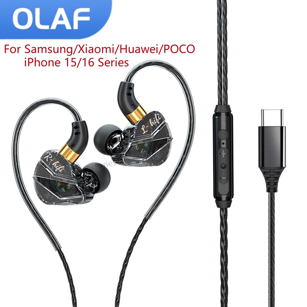 Наушники OLAF DAC Type C, проводная гарнитура, USB C, геймерские наушники, кабель, громкая связь, наушники Type-C для iPhone 16 15 Samsung S23 Xiaomi