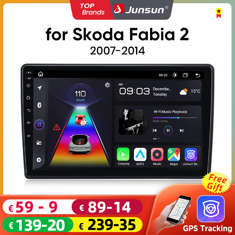 Junsun 10 "Android 13 Autoradio voor VW/Seat/Passat/Skoda Fabia 2 Draadloze Apple Carplay Bluetooth FM DAB + CAM GPS SWC BT 2 Din