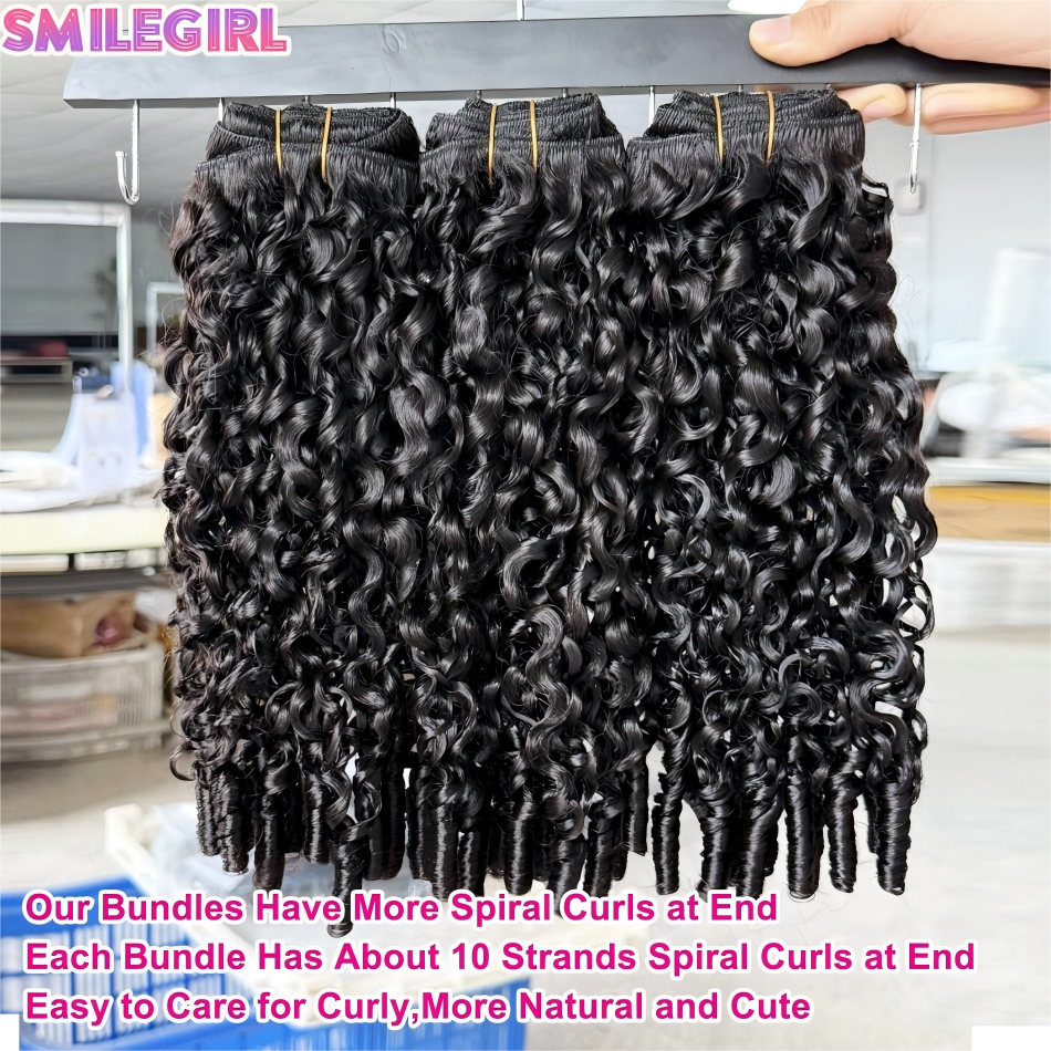 Cabelo Humano Cacheado Birmanês 12A, Ondulado 3C4A com Pontas Cacheadas em Espiral, Cabelo Cru Não Processado para Costurar, para Mulheres Negras, 18-30 Polegadas
