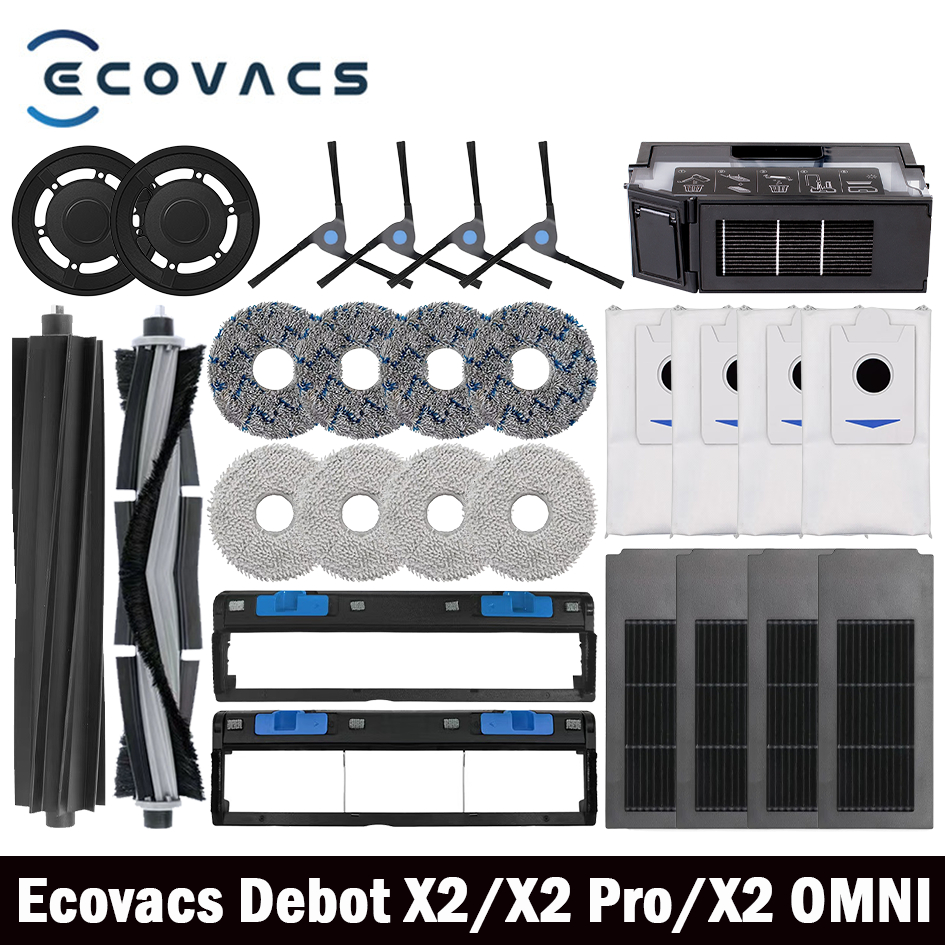 Ecovacs Deebot X2 omni / X2 Pro / X2 accesorios de Robot aspirador rodillo Cepillo Lateral principal filtro Hepa paño de mopa piezas de bolsa de polvo