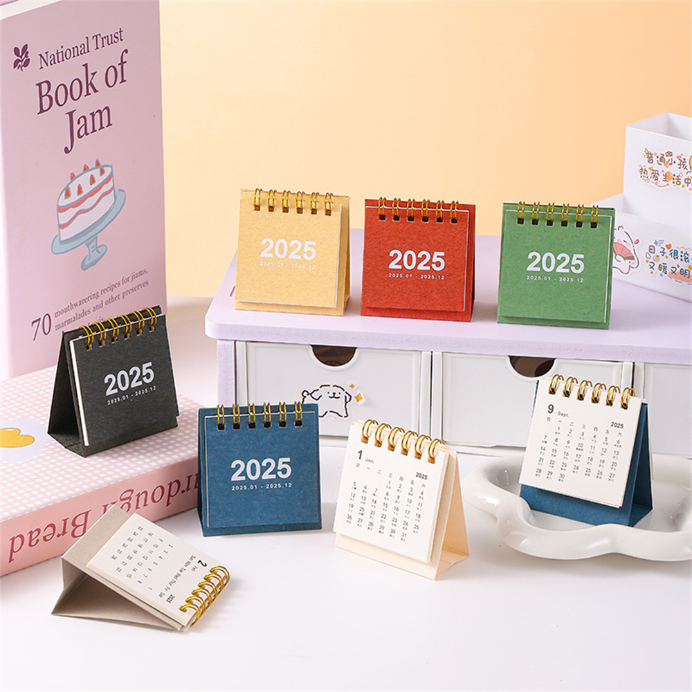 English 2025 Mini Simple Small Desk Calendar Pocket Portable Daily Memo Calendar Planner Desktop Decoration Office Stationery