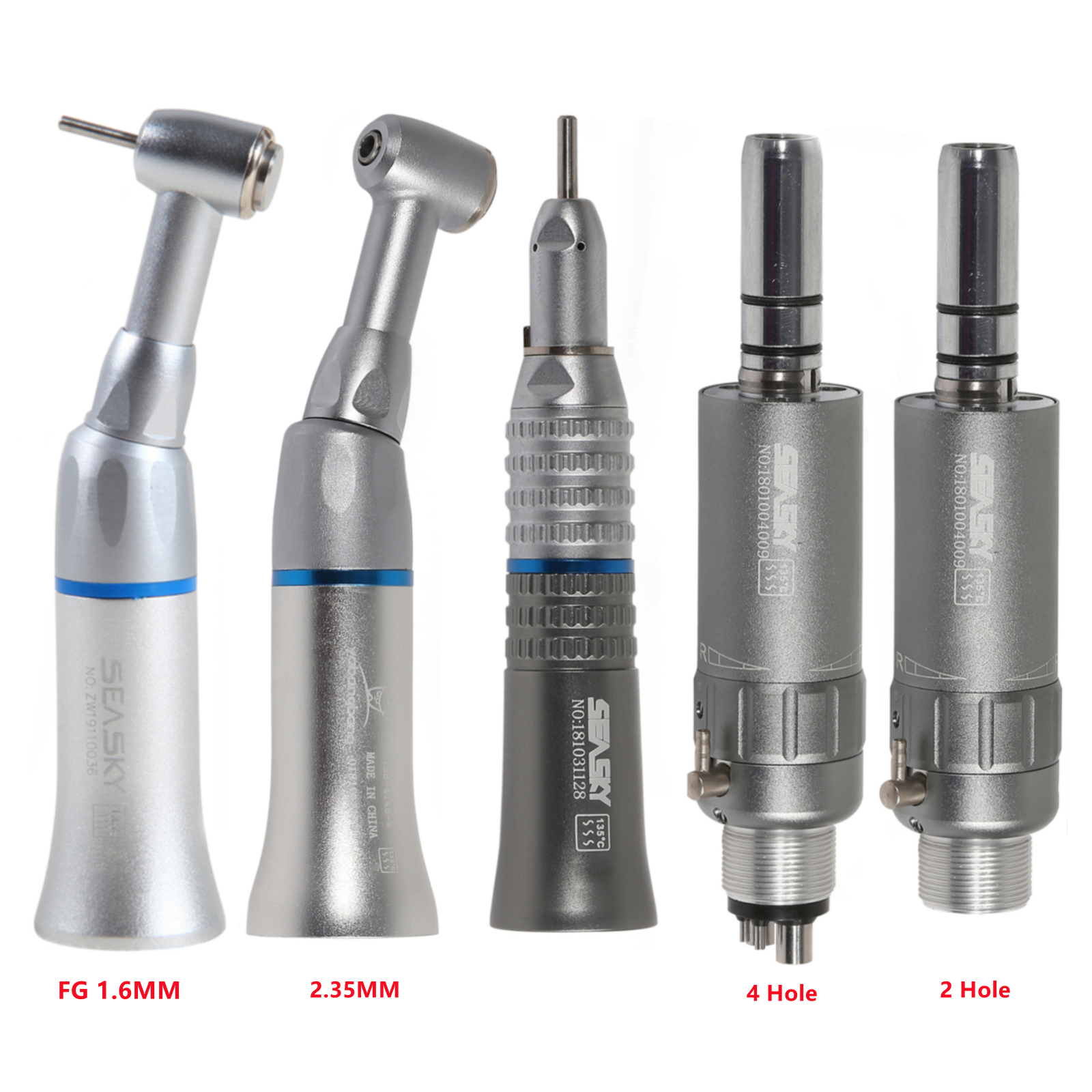 Handpiece gigi kecepatan rendah, Nosecone lurus/2/4 lubang Micromotor/sudut kontra cocok FG 1.60mm/CA 2.35mm