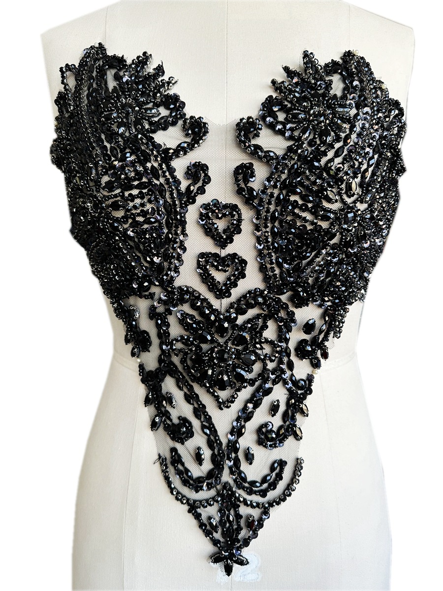 Tecido para Vestido de Noite com Decoração de Beading em Tule Personalizado em 16 Cores, Acessórios de Vestido Feitos à Mão com Diamantes