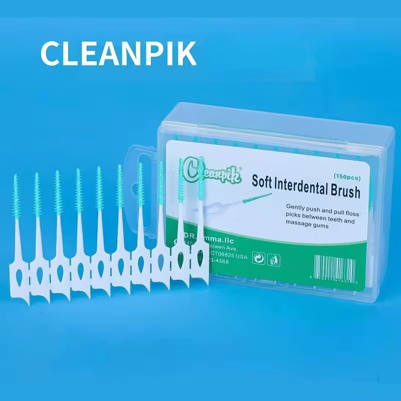 Cleanpik Cepillo adhesivo suave para huecos de dientes Cepillo de masaje gingival Cepillo de limpieza Masaje elástico Espacio dental 150 piezas