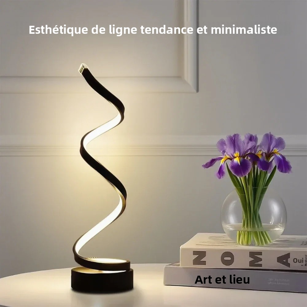 Lampe de table LED à intensité variable en spirale, adaptée au salon, chambre à coucher, bureau, luminosité réglable, lampe de chevet pour le bureau et la maison