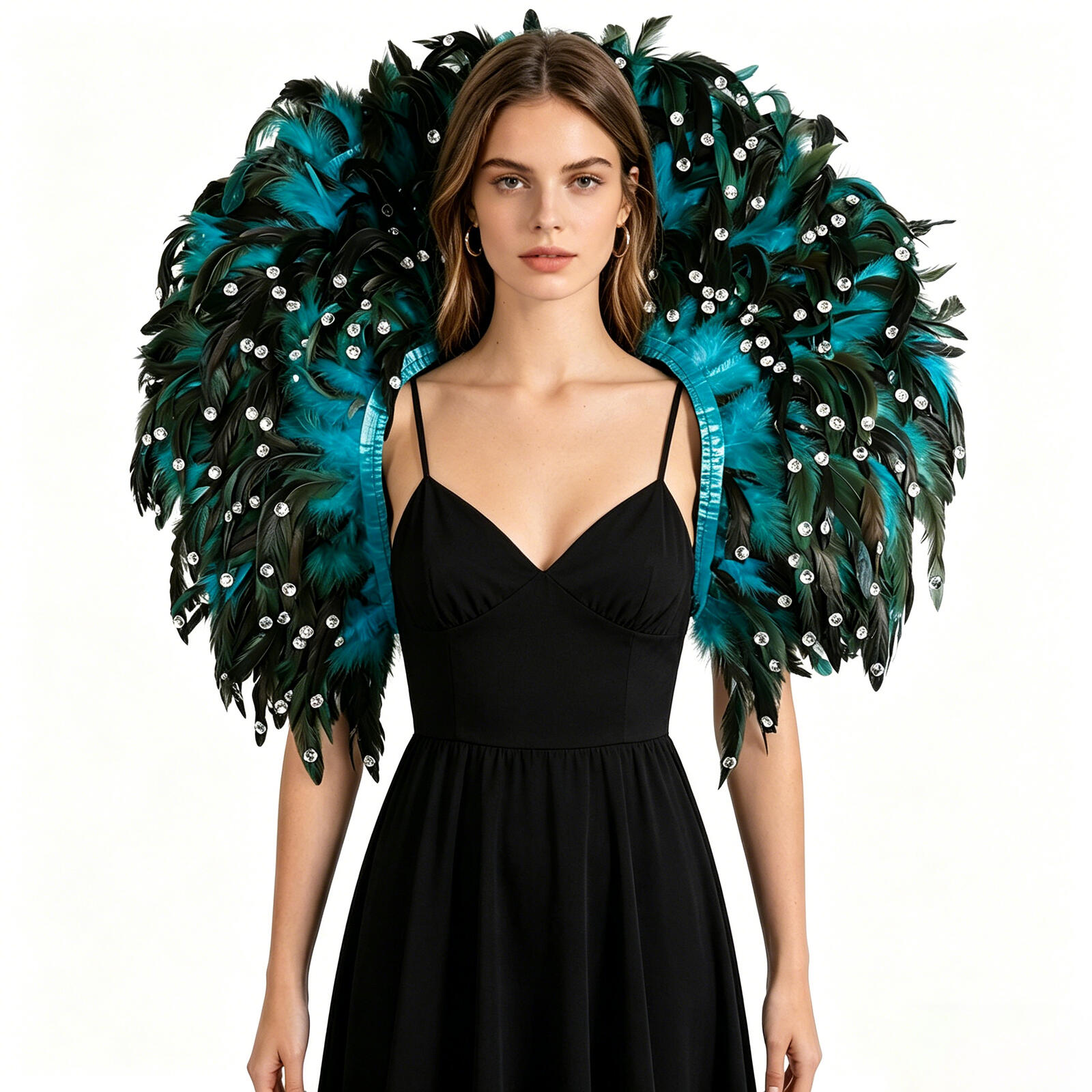 Chal Elegante de Plumas para Mujer, Accesorio de Disfraz para Halloween, Carnaval, Fiesta Punk, Cosplay