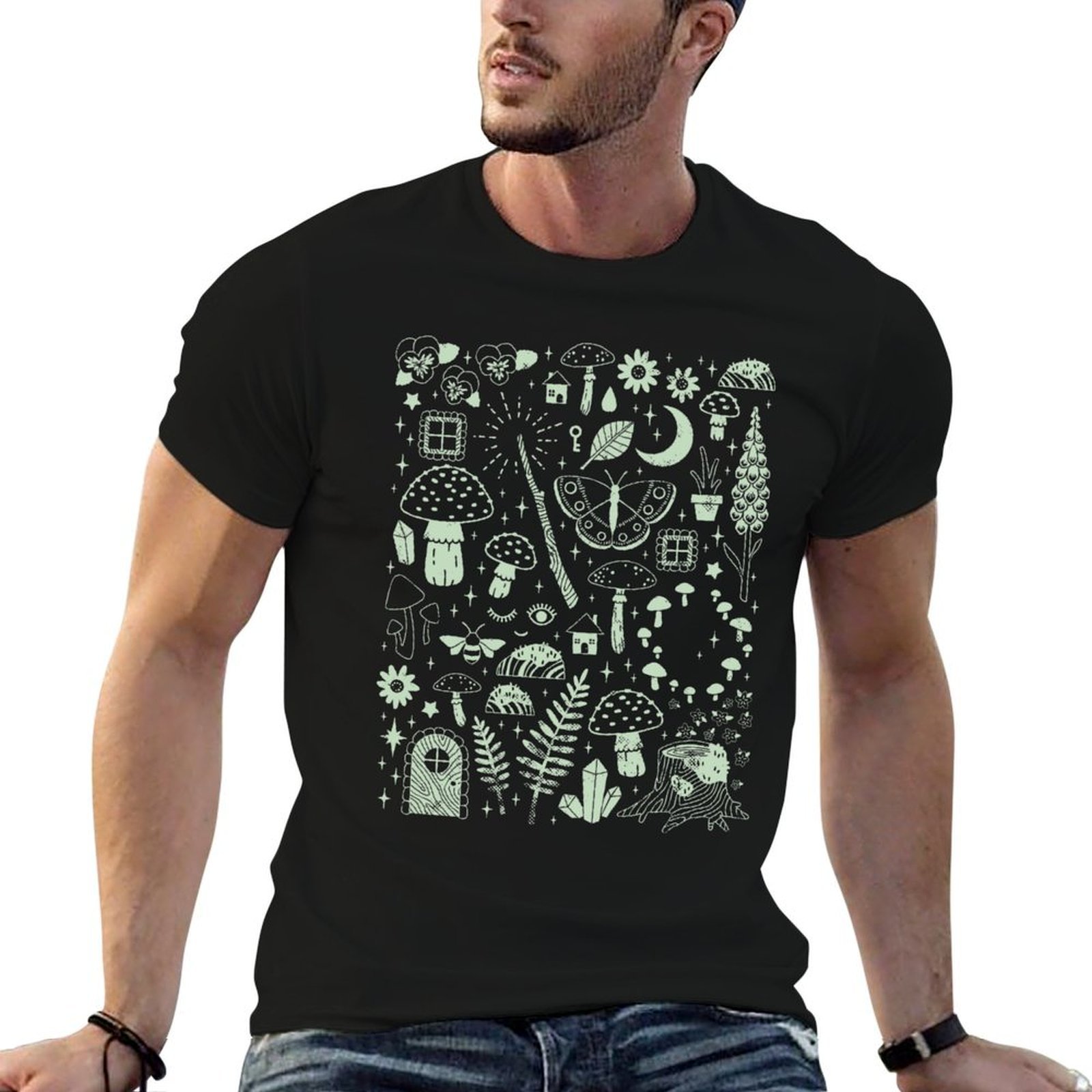 Fairy Garden: Midnight T-Shirt kaos katun kaos pria untuk kaos pria
