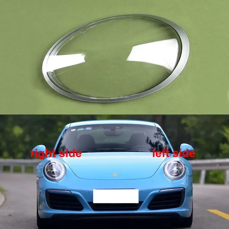 Untuk Porsche 911 991 GT3 2012-2018 Tepi Abu-abu Kap Lampu Transparan Penutup Lampu Depan Cangkang Lampu Depan Lensa Peredup Perak