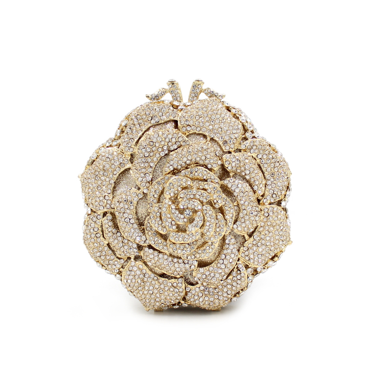 Luxe roosvorm diamant strass clutch tas holle metalen banket bruiloft handtas dames avondtasje