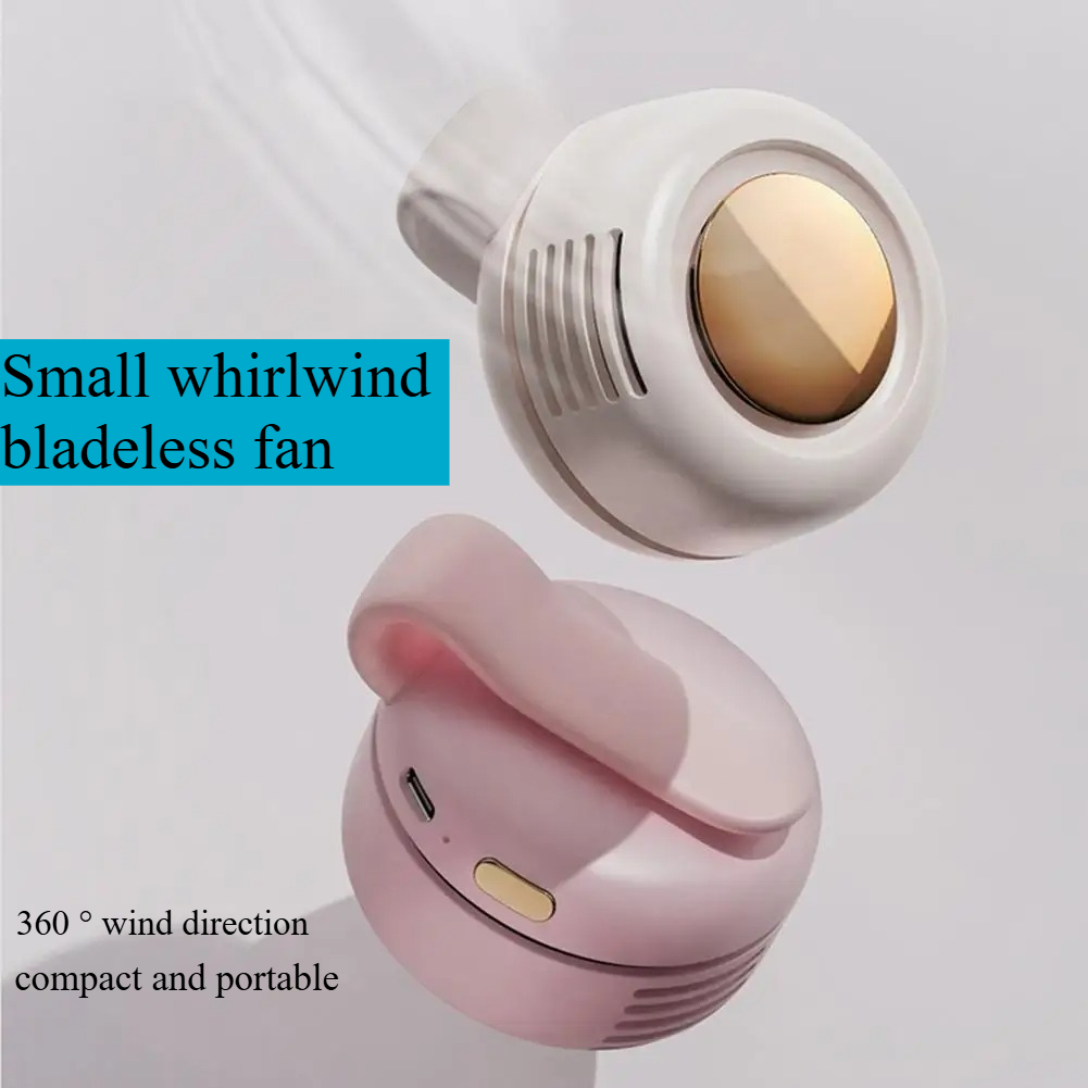 Ventilateur électrique sans pales, silencieux, portable et tendance, structure compacte à clipser, attachable à la ceinture ou aux chemises, trois vitesses réglables, mini ventilateur portable pour les voyages, l'extérieur et le soulagement quotidien de l