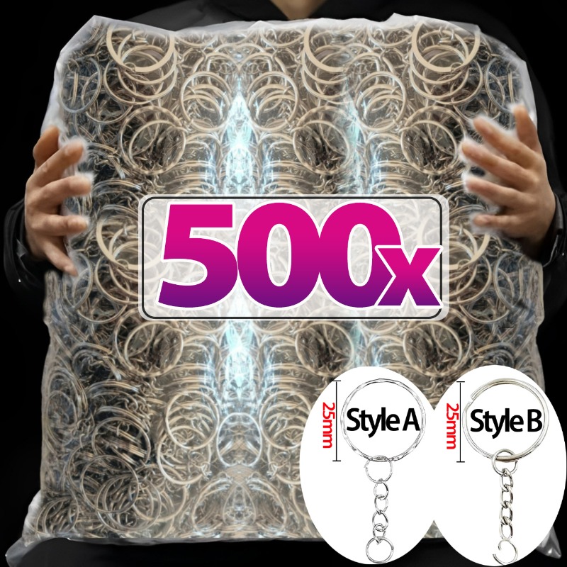 50/500 шт. посеребренный металлический пустой брелок для ключей, разделенные брелоки с цепочкой, пряжки для скалолазания, карабин, брелок, аксессуары