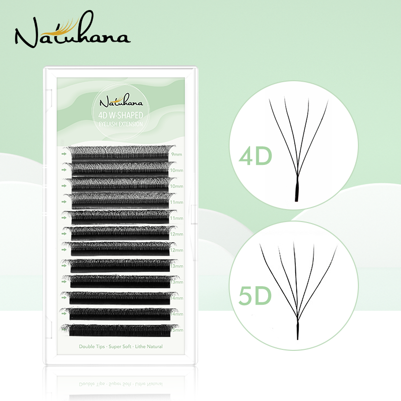 NATUHANA W-vormige 4D 5D Volume Wimper Extensions Premade Volume Fans W Vorm Wimpers Natuurlijke Zachte Valse Wimpers voor Make-up