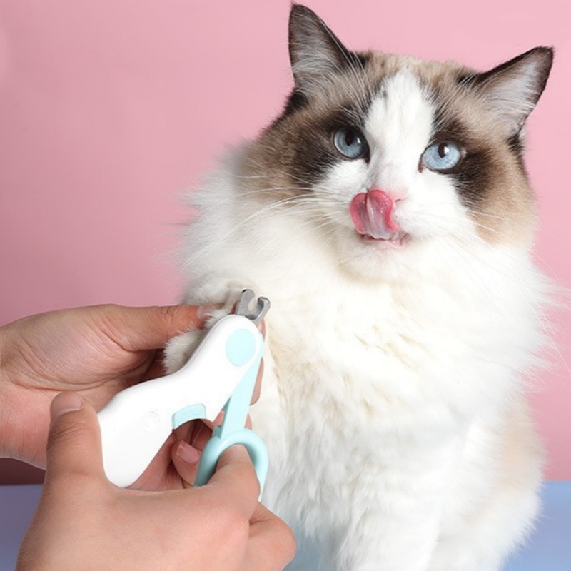 LEDライト付き猫犬用爪切り、プロ仕様ペット爪トリマー、安全ロック付き、子犬子猫動物ケアグルーミングツールキット