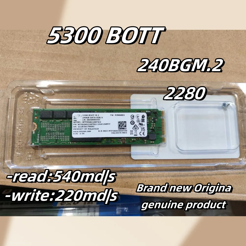 for MICRON/Micron 5300BOOT 240G M.2 SATA 2280 Solid State Drive MTFDDAV240TDU5300 Boot Brand New Original Suitable