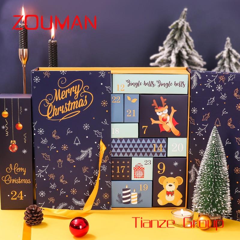 Caja de calendario de adviento de Navidad para niños, cuenta atrás personalizada, embalaje de regalo de actividad, vacío