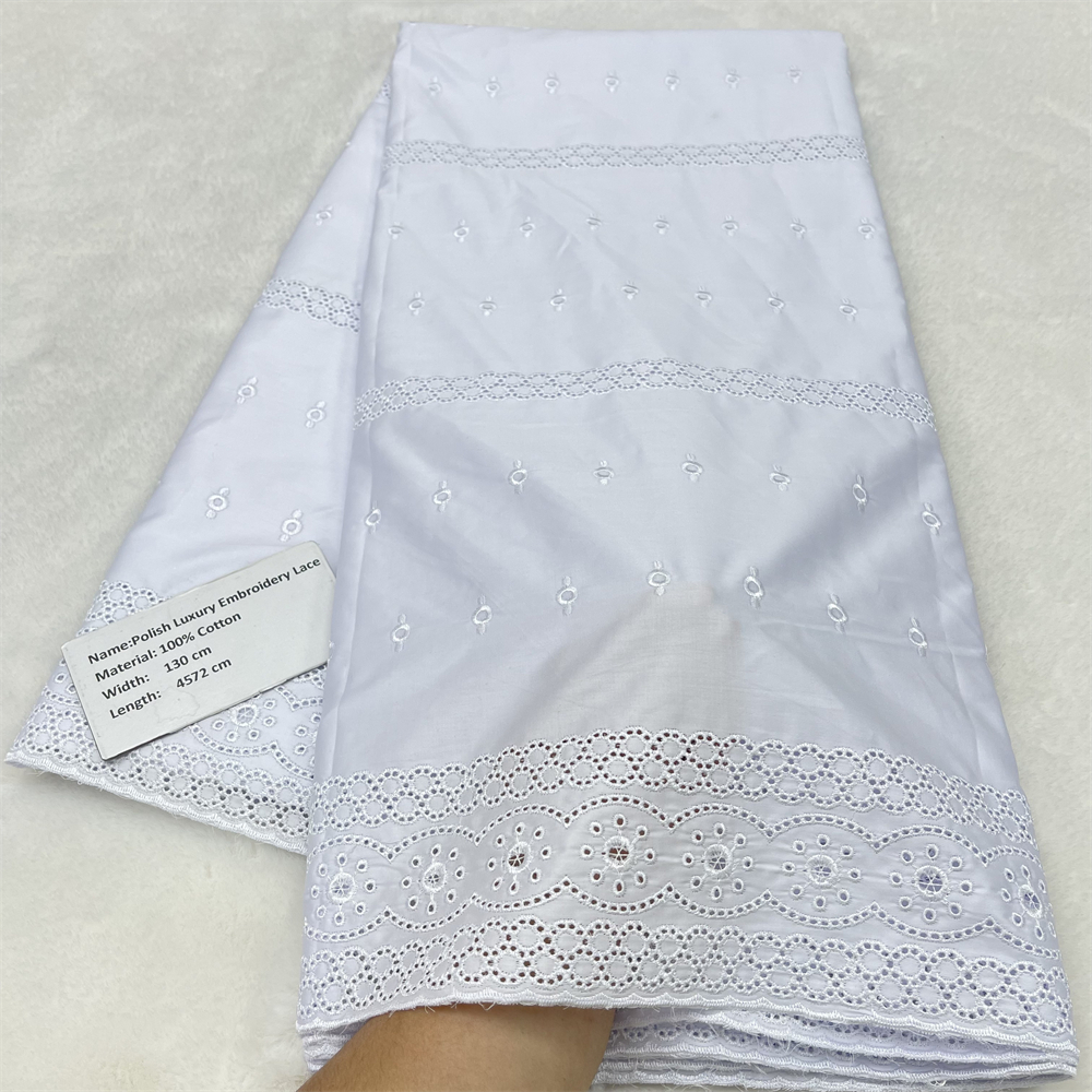 New Nigerian Swiss Voile Lace In Switzerland White Fabric 2026 African Cotton Embroidered Lace Fabric For Women Dress 5+2 Yards