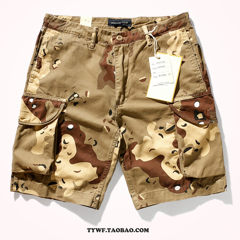 Pantalones cortos de algodón con estampado de camuflaje para hombre, ropa de trabajo recta, informal, Retro, americano, juvenil, Verano