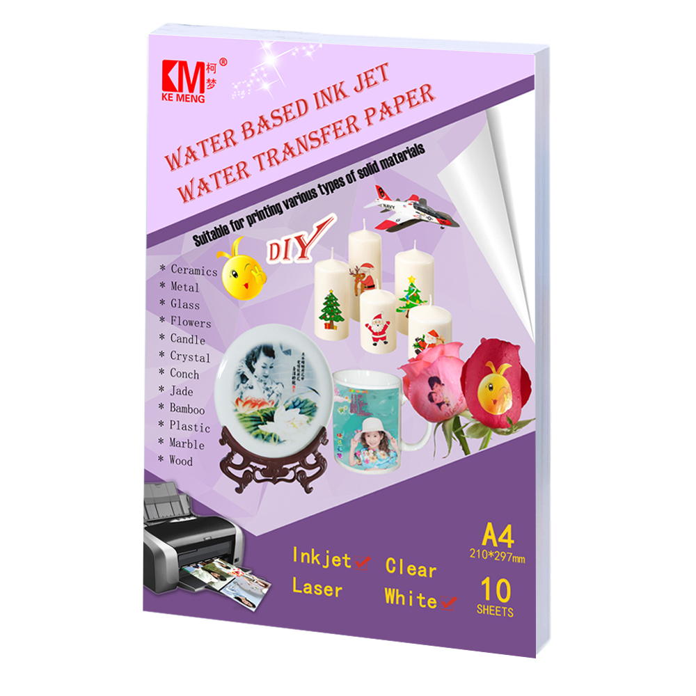 Papel de transferencia de calcomanías de tobogán acuático, tobogán de agua imprimible transparente blanco con láser, tamaño A4A5 para calcomanías DIY, manualidades de regalo Cera