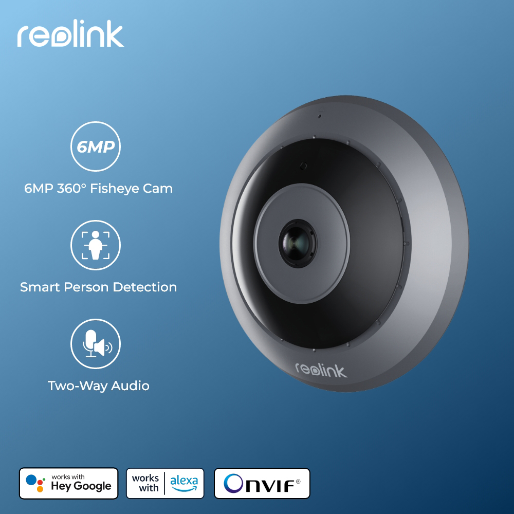 Reolink cámara de seguridad WiFi ojo de pez de 6MP cámara interior inalámbrica de 2,4/5GHz Audio bidireccional detección inteligente cámaras PoE panorámicas de 360°