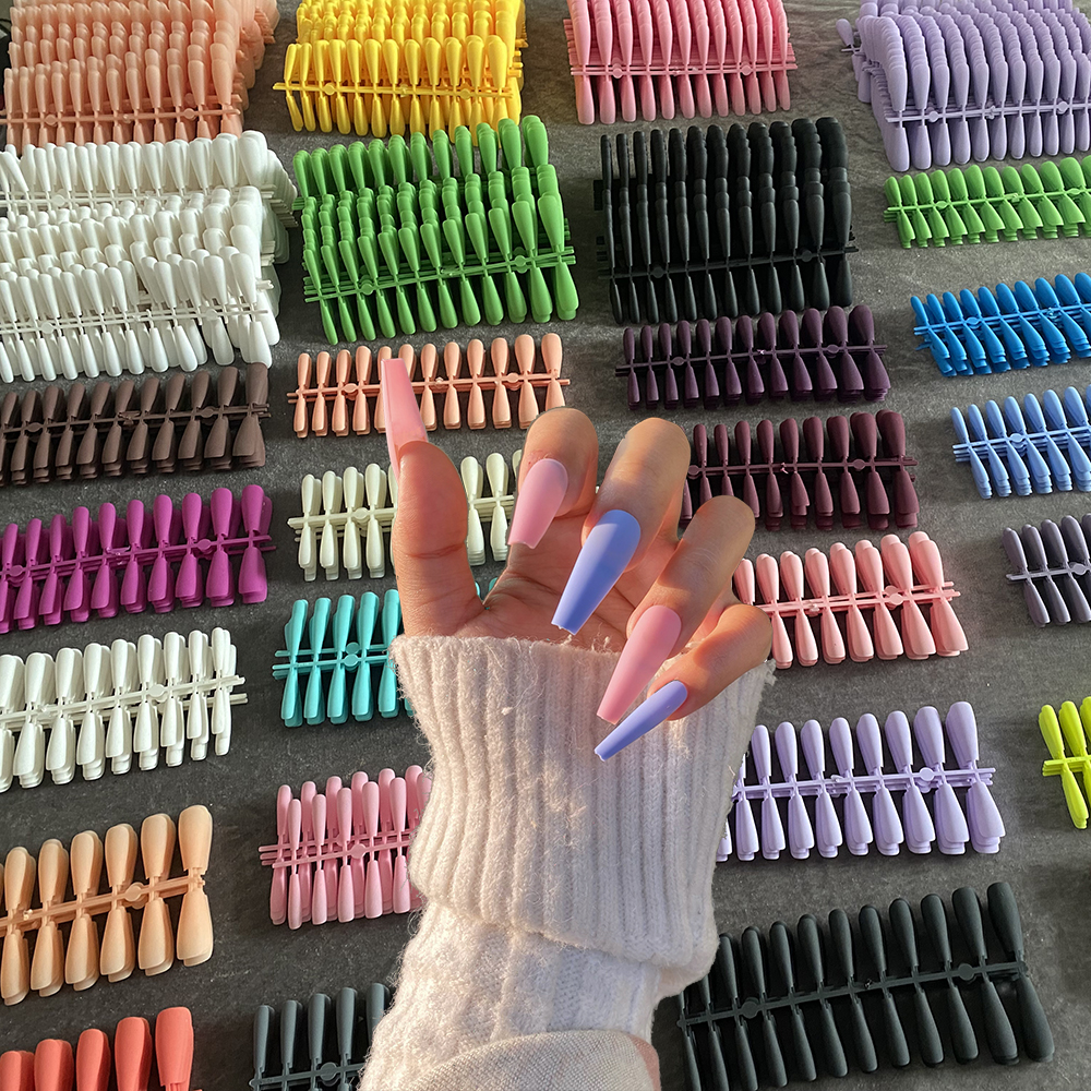 24 pezzi colori misti opachi unghie bara super lunghe unghie finte unghie finte balletto stampa sulle unghie punte per unghie artistiche artificiali