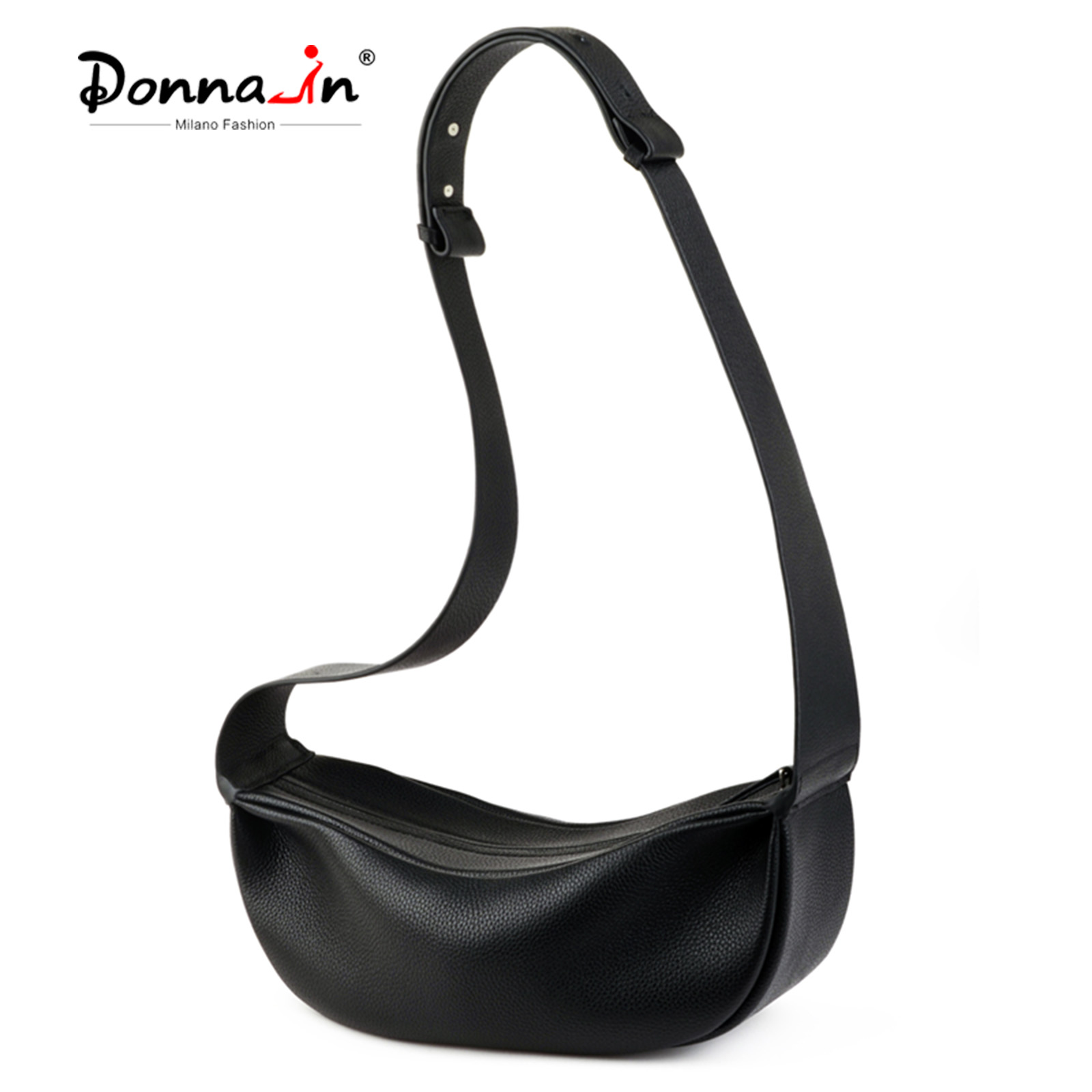 Donna-in lederen schoudertas Cross-body tas dames heren klassiek casual zwarte hobos borsttas comfortabele brede schouderband