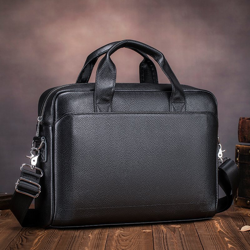 Men's Top Layer Cowhide Leather Handbag Diagonal Cross Office Bag Laptop Briefcase - Stylish Business Travel Accessory